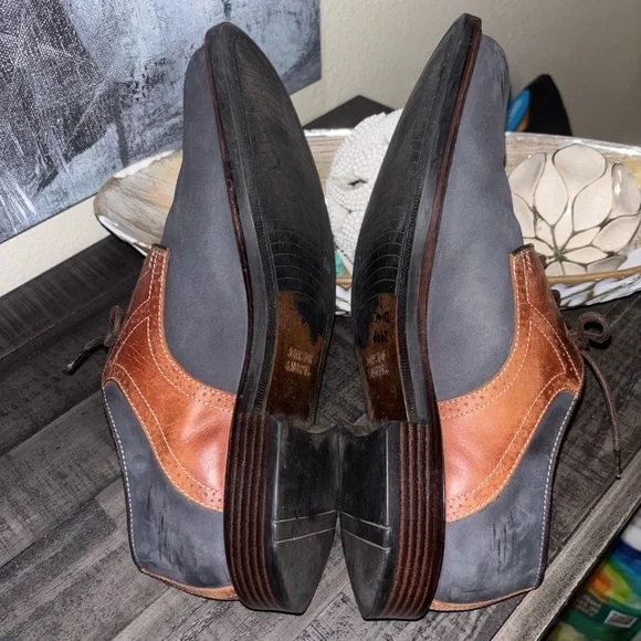 Johnston Murphy Navy Suede Leather Saddle Oxford Mens Dress Shoe Size 11M - Picture 8 of 9